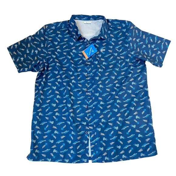 Columbia Other - Columbia PFG Mens Fishing Super Slack Tide Camp Shirt 3XT Blue Lure Print NWT